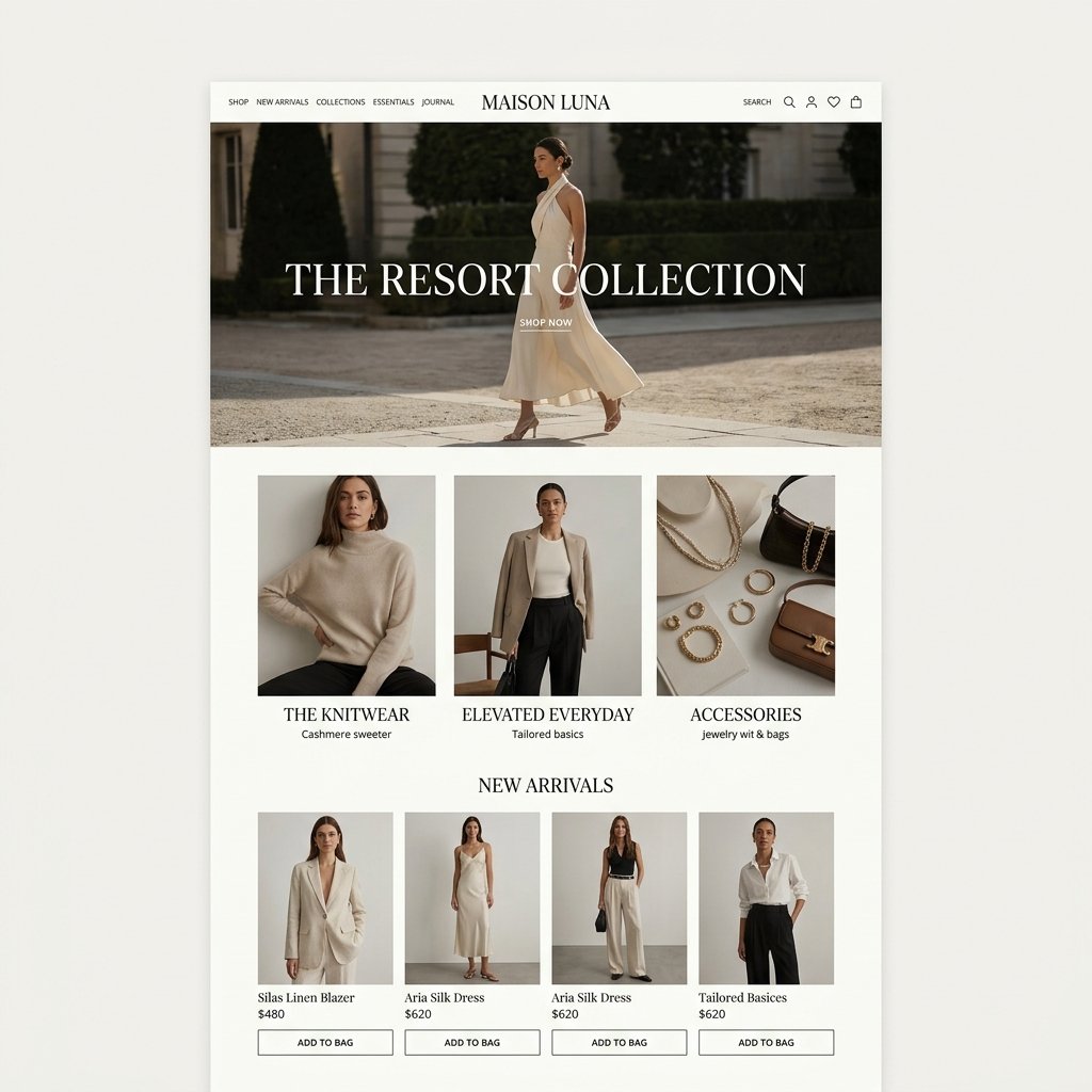 High-end fashion e-commerce storefront