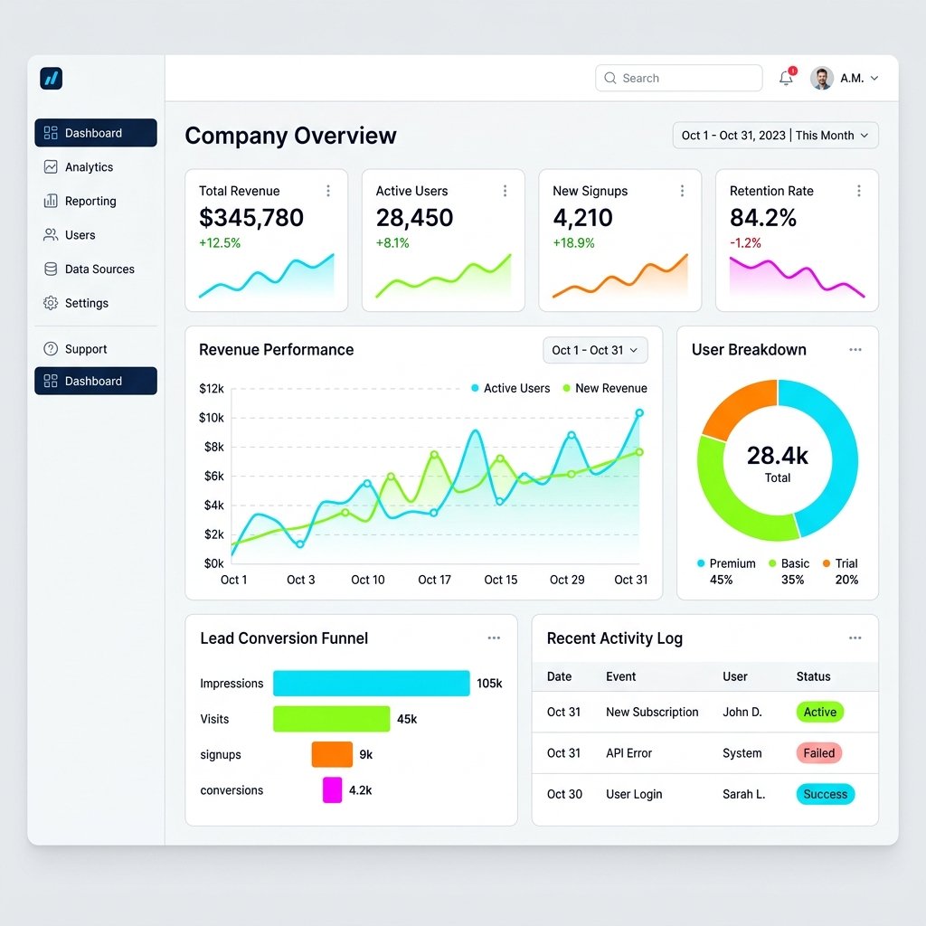 Modern B2B SaaS dashboard for financial data visualization